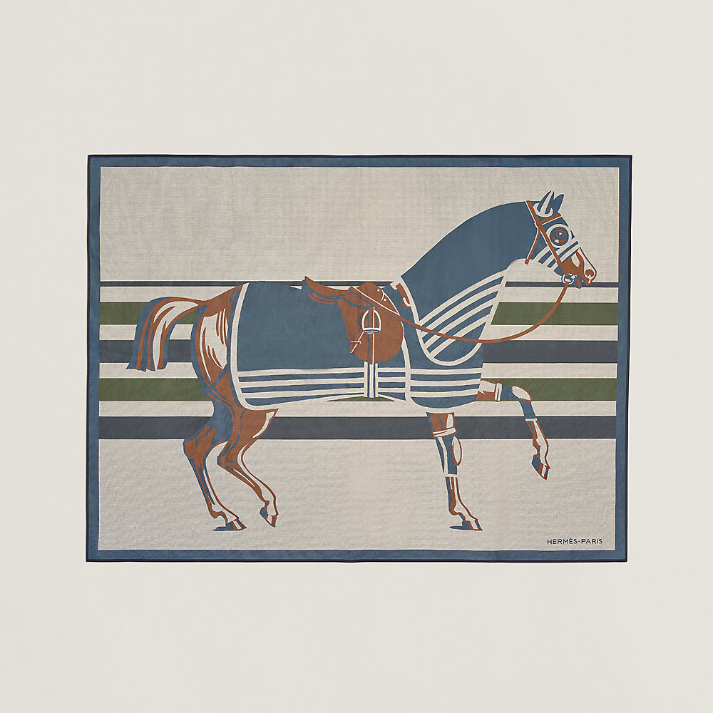 Cheval a la Couverture picnic mat - Blue | Hermès USA